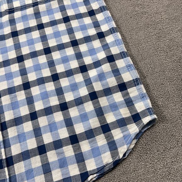 True Grit Shirt Adult Extra Large Blue Check Button Up Short Sleeve Casual Men's - Picture 5 of 13